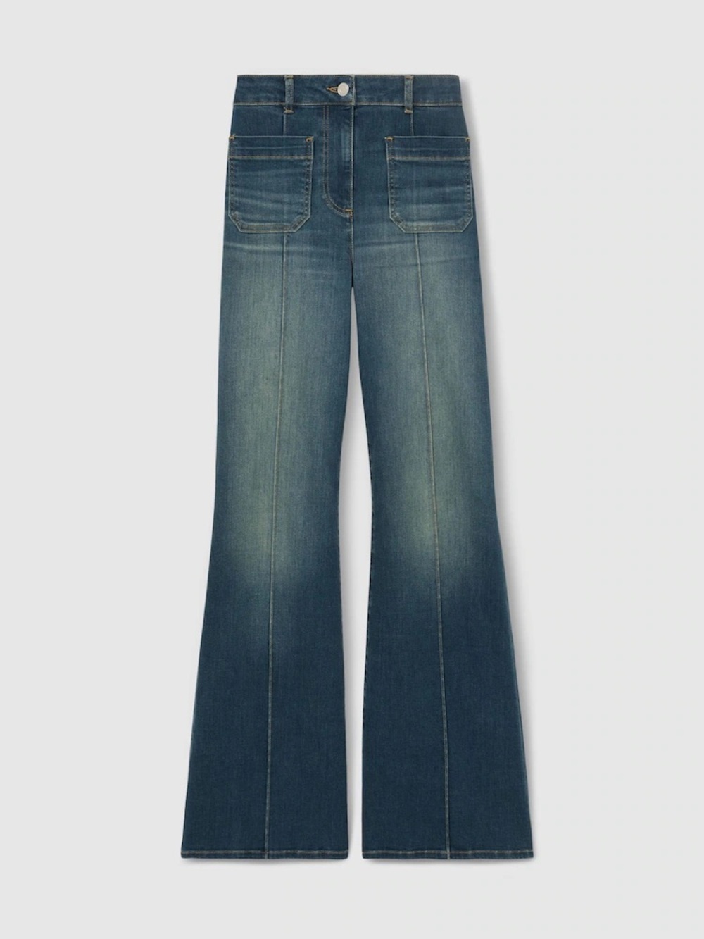 Reiss Sakura Patch-Pocket Flared Jeans in Mid Blue size 26R - Picture 3 of 7